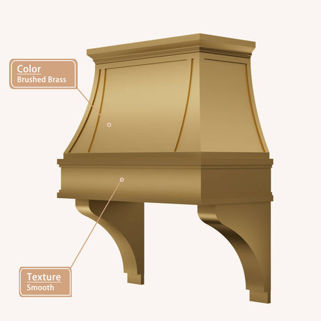 USA Luxury Brass Kitchen Range Hood with Artisan Shelf URHB-34