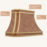 USA Classic Handmade Fire Copper Vent Hood with Soft Hammered Texture URHC-115