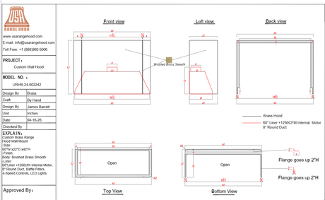 USA Custom Range Hood-URHB-24 Custom Link for Carrie