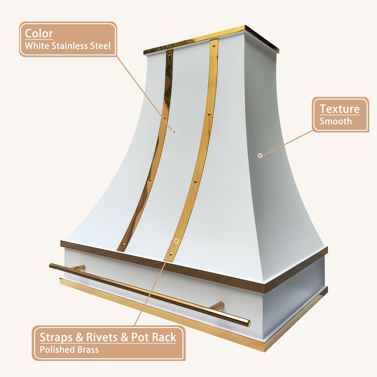 USA White California Stainless Steel Exhaust Hood URHS-150