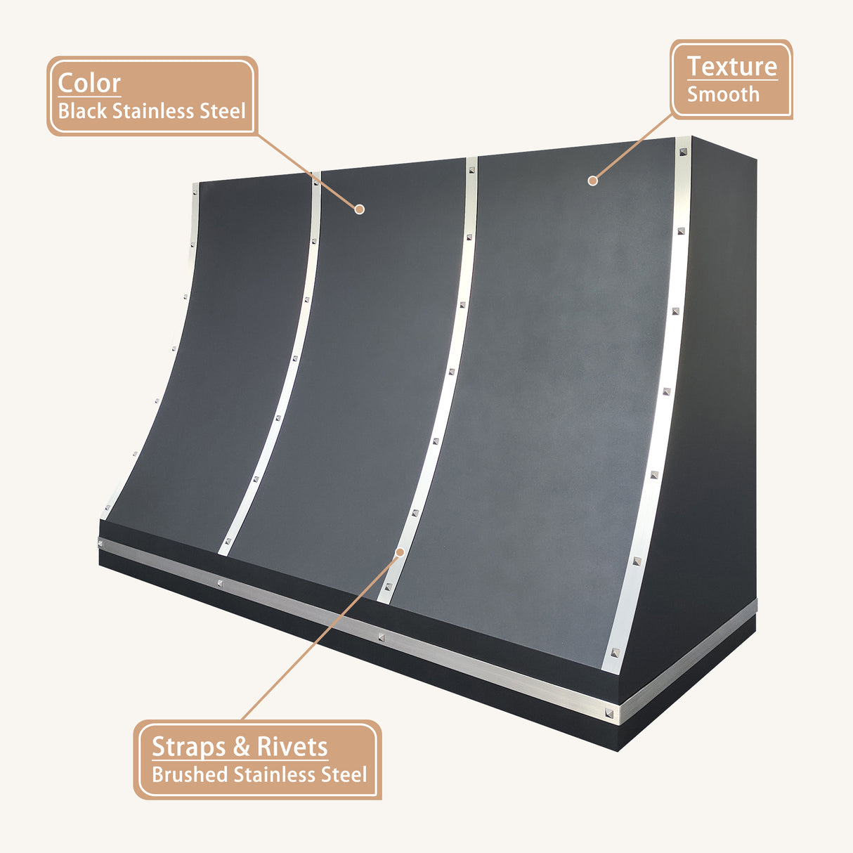 USA Black Stainless Steel Range Hoods with Modern Sloped Design URHS-86