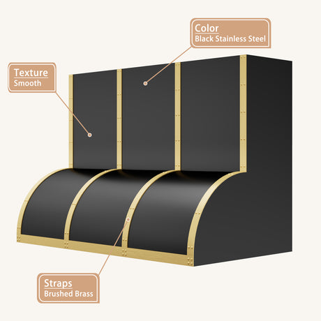 USA Artisan Custom Black Stainless Steel Vent Hood URHS-111