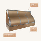 USA Artisan Handmade Brass Range Hood with Stainless Steel Straps URHB-153