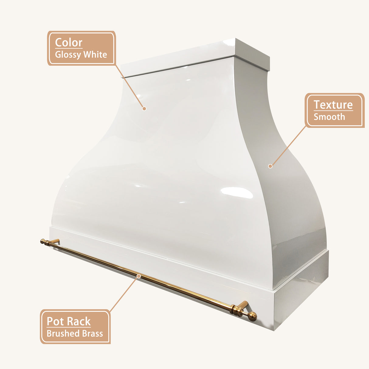USA Luxury White Stainless Steel Range Hood URHS-129