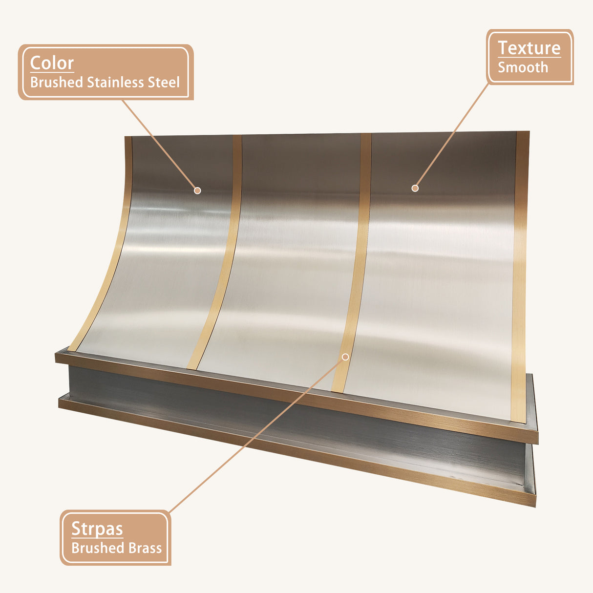 USA Modern Curved Stainless Steel Vent Hood with Straps URHS-05