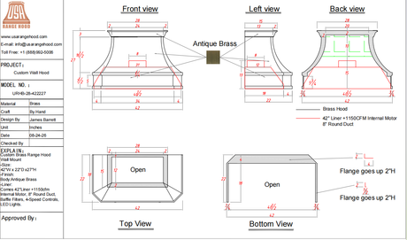 USA Custom Range Hood-URHB-28-Custom Link for Amanda