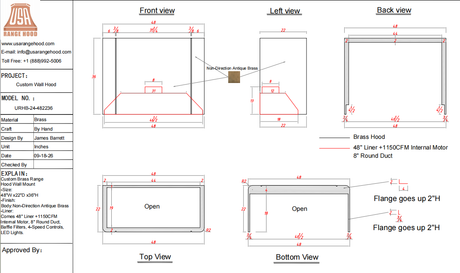 USA Custom Range Hood-URHB-24-Custom Link for Sangeetha
