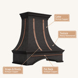 USA Classic Handcraft Copper Range Hood with Heavy Hammered Finish URHC-103