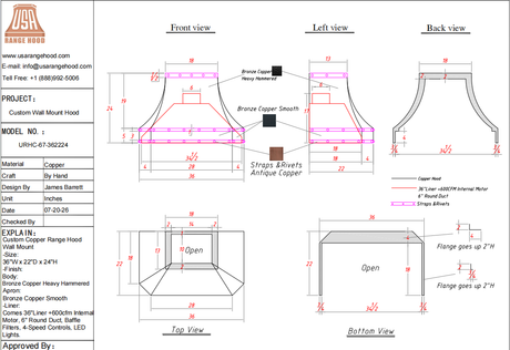 USA Custom Range Hood-URHC-67-Custom Link for Milda