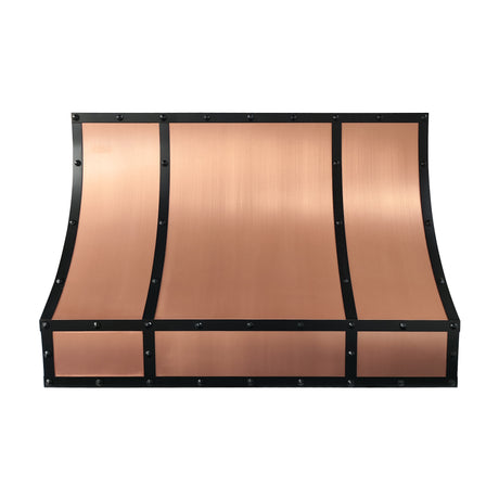 USA Artisan Copper Kitchen Hood with Custom Black Straps URHC-98