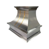 USA Luxury Stainless Steel Custom Vent Hood with Brass Decor URHS-36