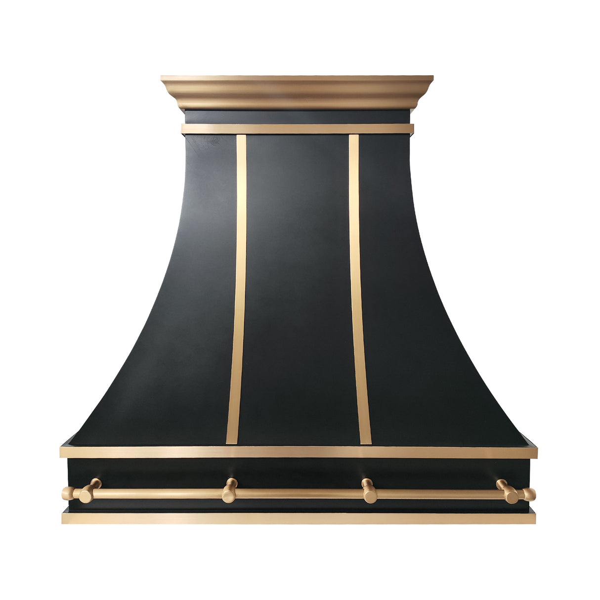 USA Classic Black Stainless Steel Vent Hood with Artisan Brass Straps URHS-232