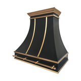USA Classic Black Stainless Steel Vent Hood with Artisan Brass Straps URHS-232