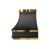 USA Curved Stainless Steel Custom Range Hood with Brass Straps URHS-33
