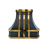 USA Curved Stainless Steel Custom Range Hood with Brass Straps URHS-33
