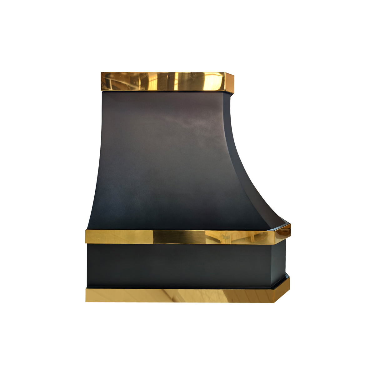 USA Curved Stainless Steel Custom Range Hood with Brass Straps URHS-33