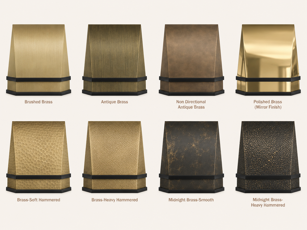 USA Tapered Brass Kitchen Hood with Black Strap URHB-10