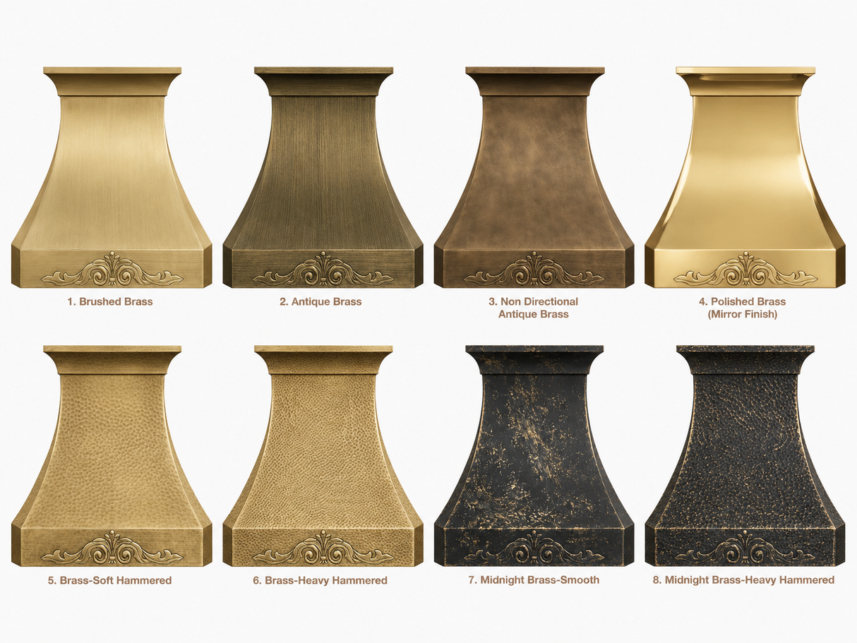 USA California Luxury Brass Range Hood with Decorative Pattern URHB-35