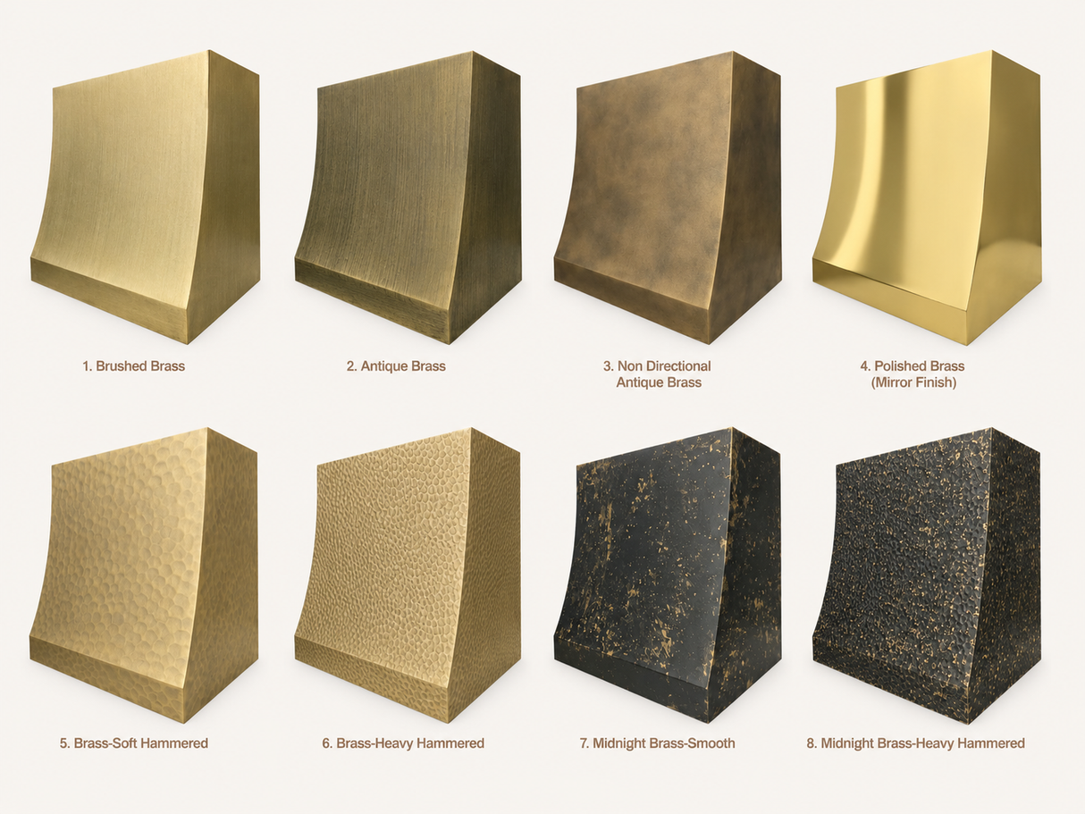 USA Artisan Brass Stove Hood Featuring Non direction Texture URHB-71