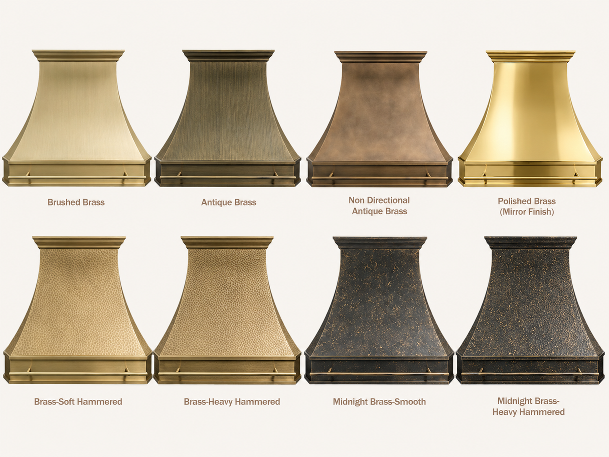 USA Classic Brass Range Hood Featuring Brass Pot Rack URHB-82
