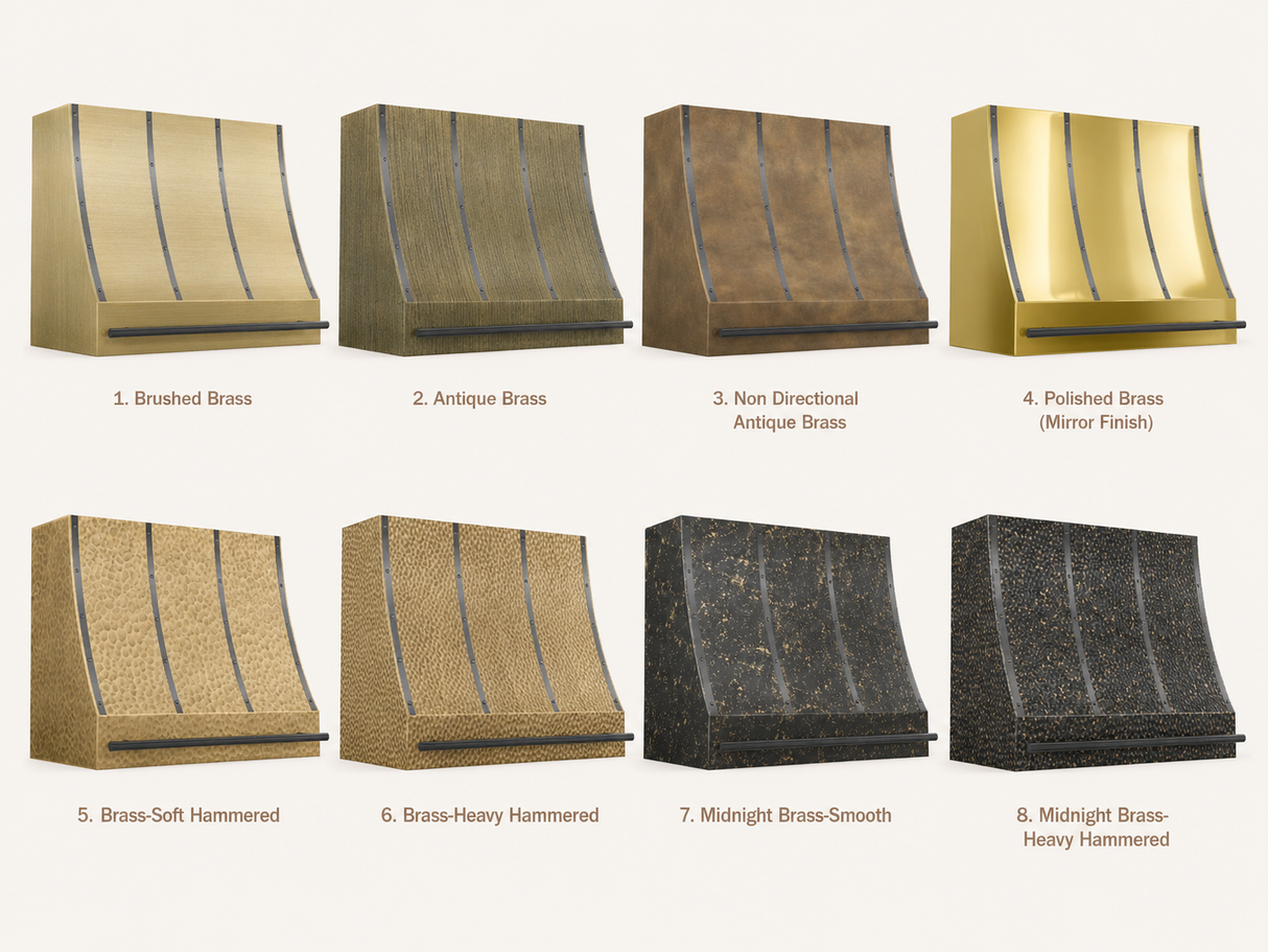 USA Designer Brass Stove Hood Featuring Hammered Texture URHB-84