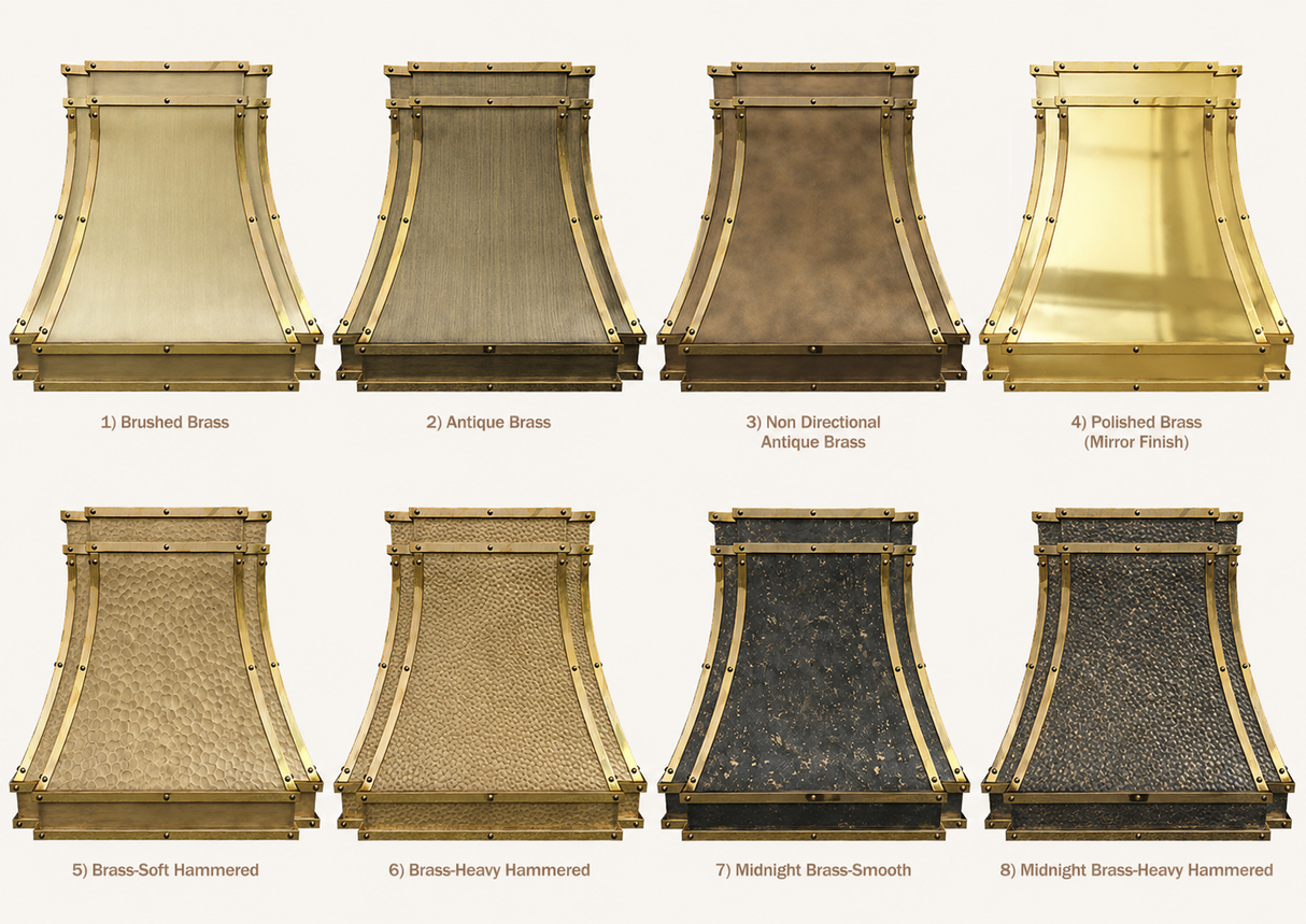 USA Designer Brass Kitchen Hood with Polished Straps URHB-88
