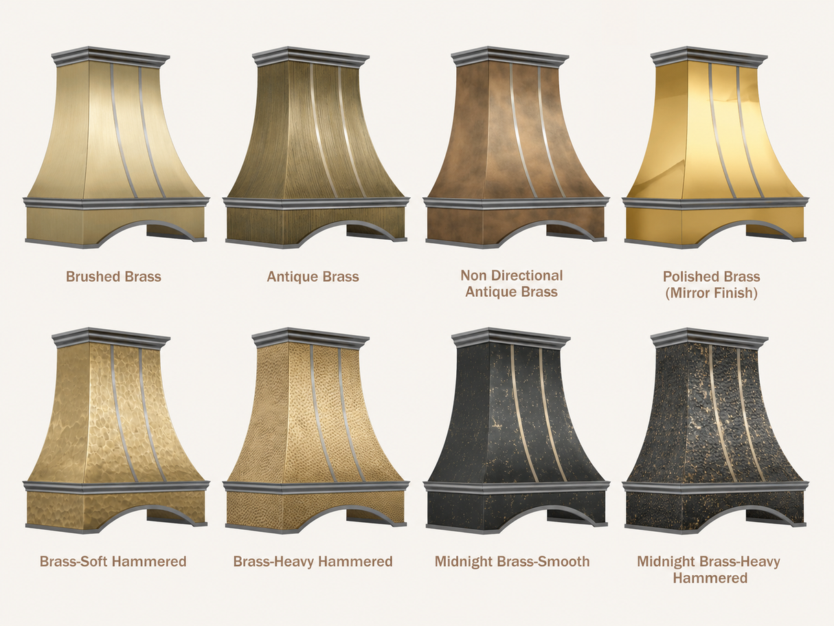 USA Artisan Brass Exhaust Hood Featuring Stainless Steel Straps URHB-97