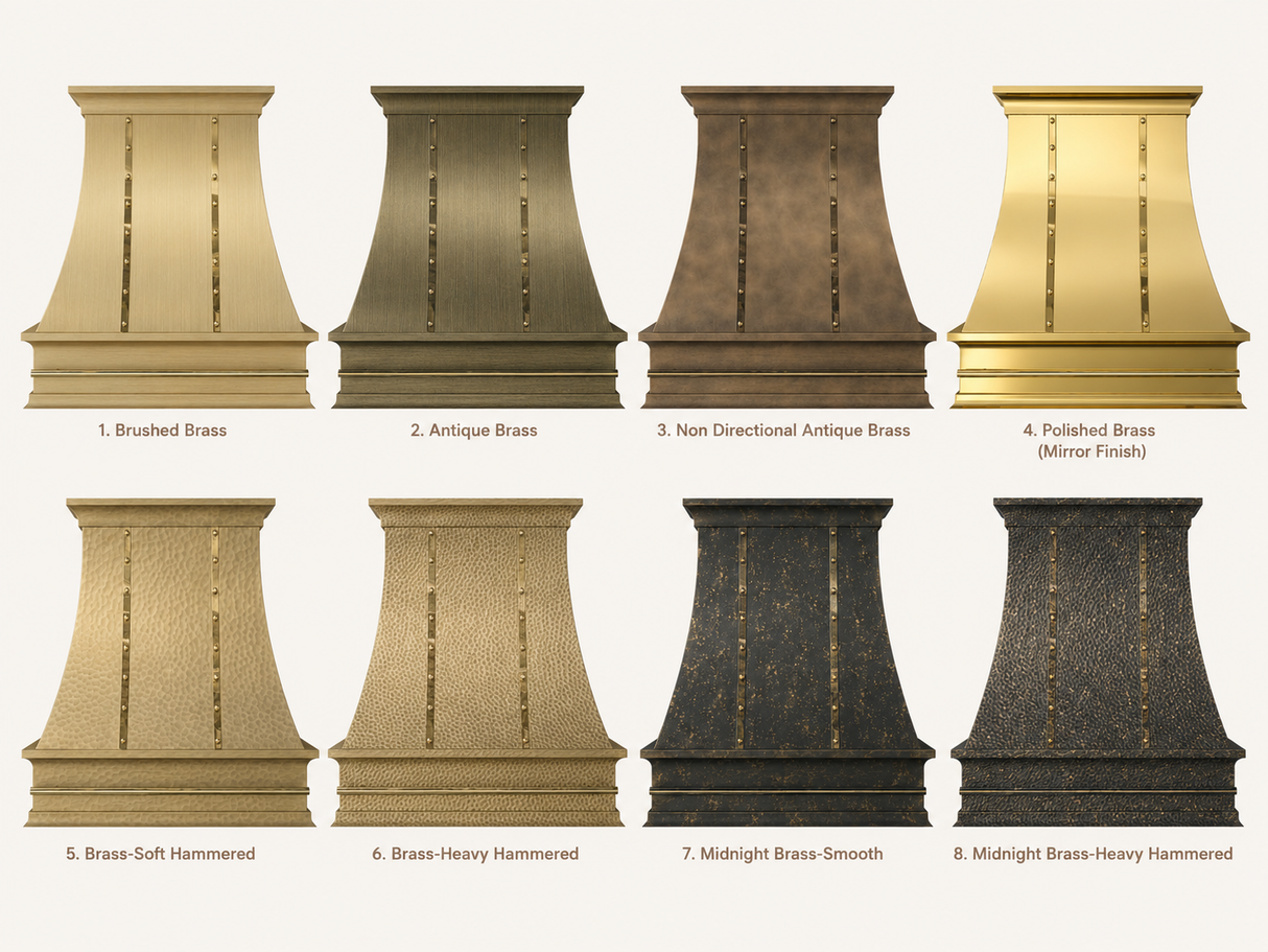USA Luxury Brass Range Hood Featuring Artisan Brass Straps URHB-98