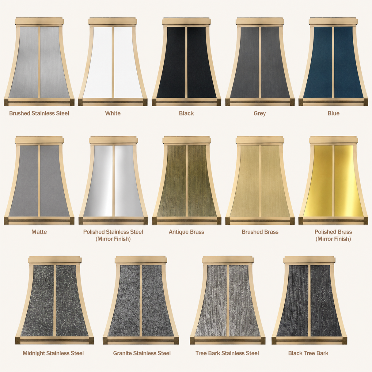 USA Custom Luxury Stainless Steel Range Hood with Brass Trims URHS-01