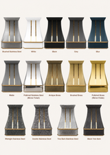 USA Premium Black Metal Range Hood with Curved Design & Brass Trim URHS-106