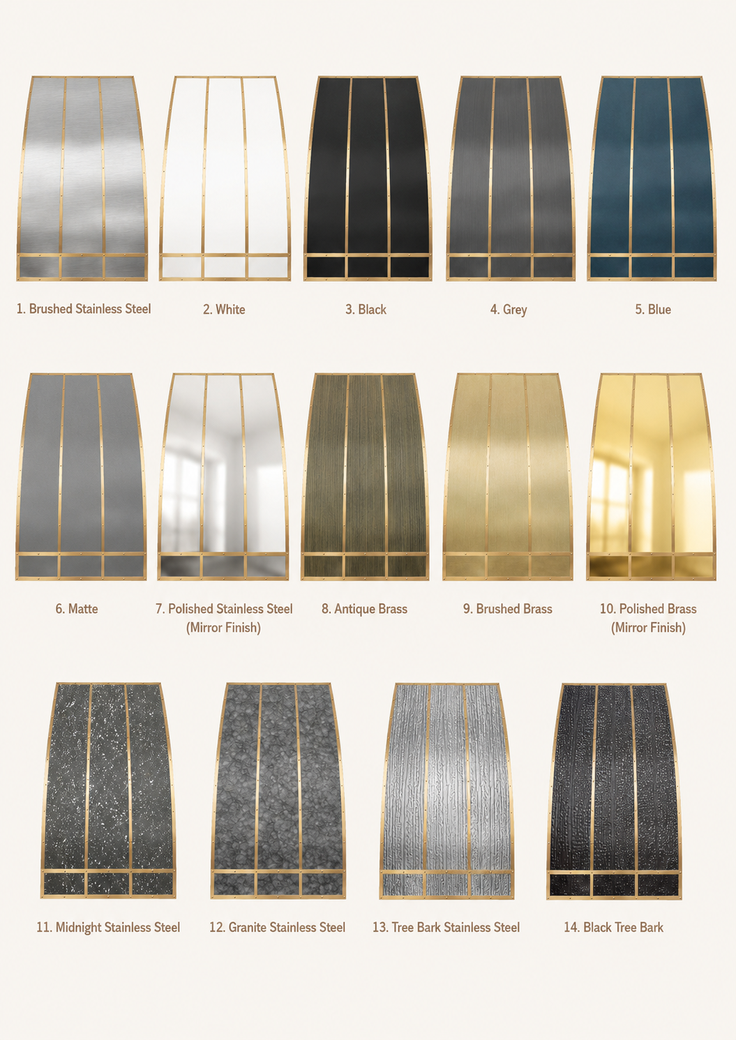 USA Luxury Stainless Steel Kitchen Hood with Artisan Brass Rivets URHS-133