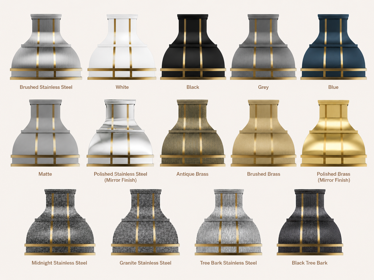 USA Modern Stainless Steel Custom Metal Hood Decorated with Brass URHS-14
