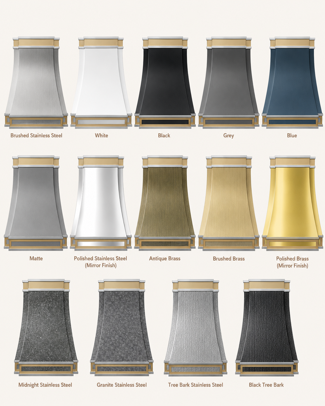 USA Designer Stainless Steel Vent Hood with Brass Straps URHS-156