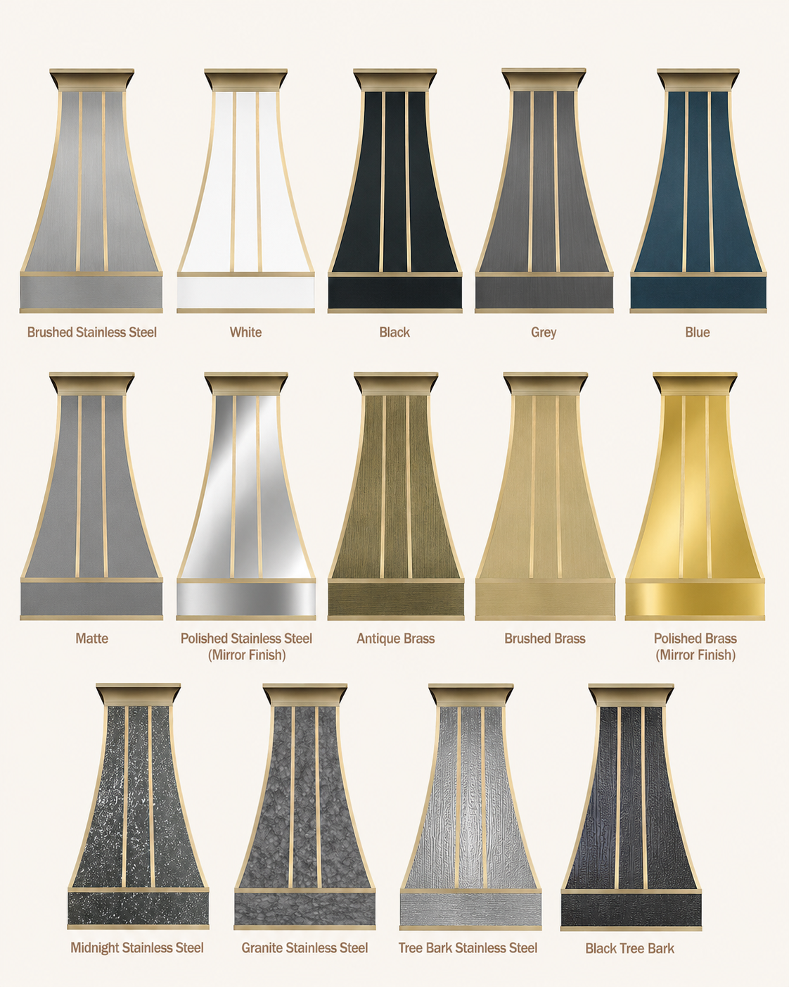 USA Custom Stainless Steel Vent Hood with Artisan Brass Straps URHS-185