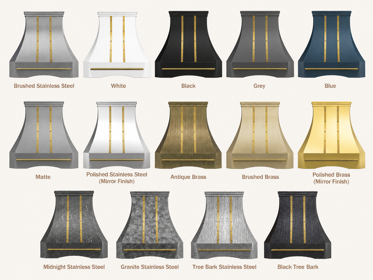 USA Custom Stainless Steel Kitchen Vent Hood with Brass Straps URHS-192