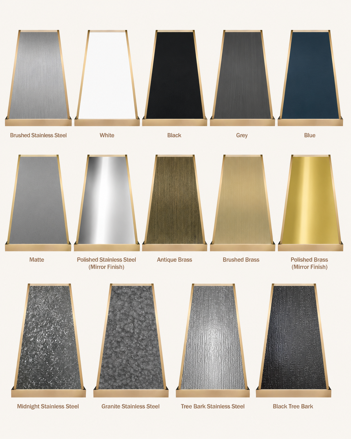 USA Modern Stainless Steel Kitchen Hood with Artisan Brass Apron URHS-224