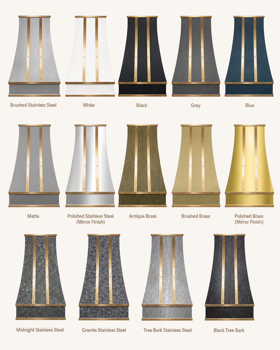 USA Custom Stainless Steel Luxury Kitchen Hood with Brass Straps and Rivets URHS-43