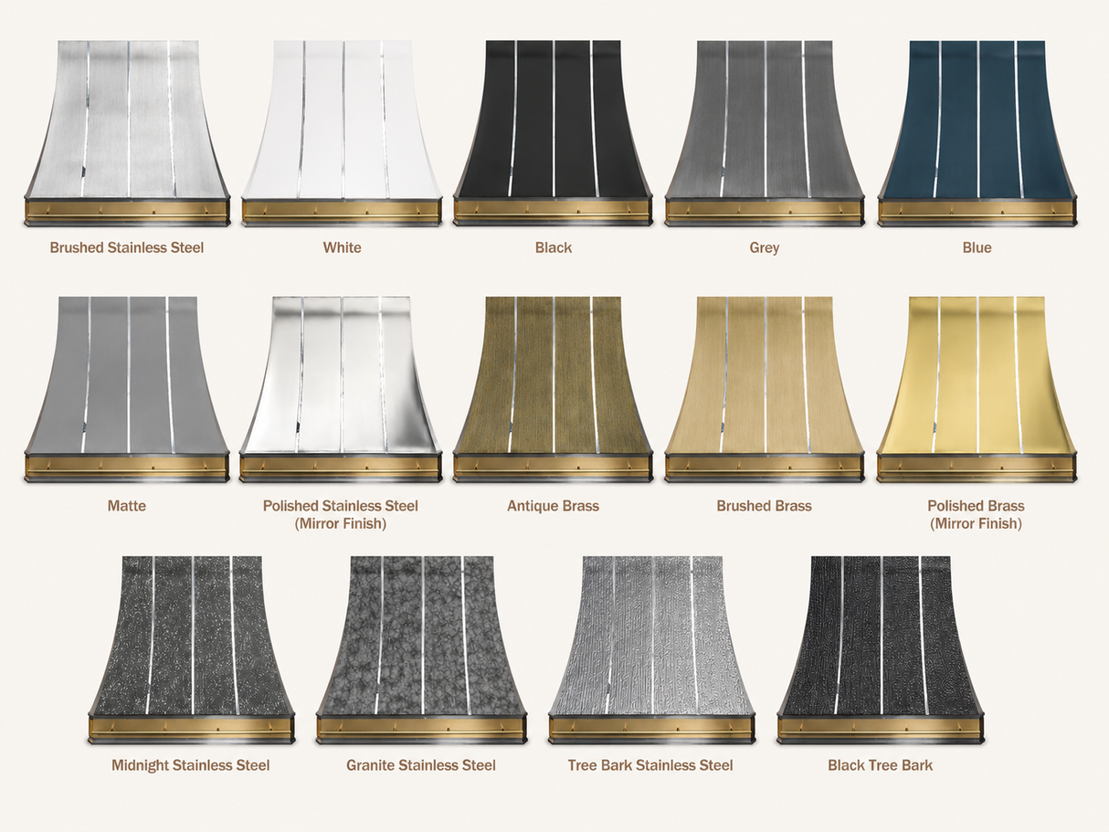 USA Mix Metal Custom Kitchen Vent Hood in Premium Stainless Steel and Brass URHS-75