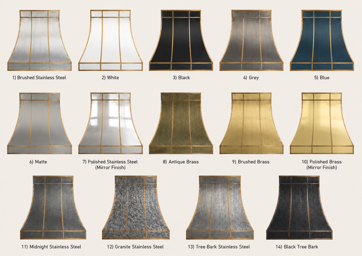 USA Designed Stainless Steel Custom Range Hood with Wrapped Brass Strap URHS-83