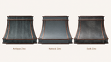 USA Designer Custom Zinc Kitchen Hood with Decorative Straps URHZ-13