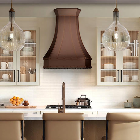 USA Antique Copper Vent Hoods with Trims URHC-11-Custom Copper Range Hood > Luxury Metal Hood > High-End Kitchen Vent Hood-USA Range Hood
