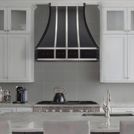 USA Architectural Stainless Steel Kitchen Range Hood with Vertical Straps URHS-78-Custom Stainless Steel Range Hood > Luxury Kitchen Hood > High-End Metal Vent Hood-USA Range Hood