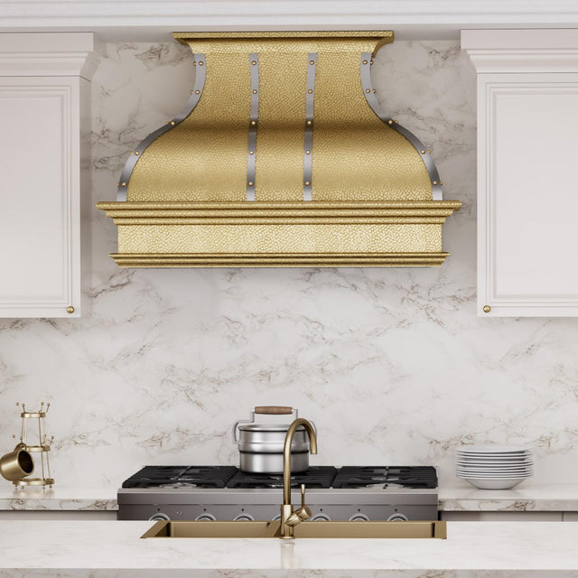 USA Artisan Custom Brass Kitchen Hood URHB-19-Custom Brass Range Hood > Luxury Metal Hood > High-End Kitchen Vent Hood-USA Range Hood