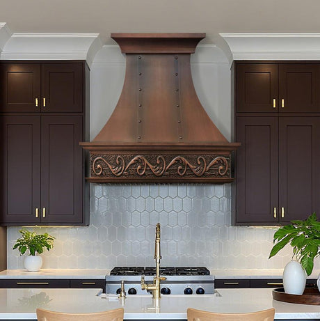 USA Artisan Custom Copper Kitchen Exhaust Hood URHC-02-Custom Copper Range Hood > Luxury Metal Hood > High-End Kitchen Vent Hood-USA Range Hood