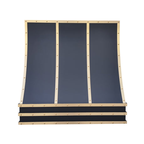 USA Artisan Custom Vent Hood Stainless Steel with Brass Accent URHS-45-Custom Stainless Steel Range Hood > Luxury Kitchen Hood > High-End Metal Vent Hood-USA Range Hood