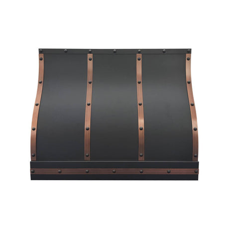 USA Atlanta Artisan Copper Kitchen Hoods with Straps URHC-42-Custom Copper Range Hood > Luxury Metal Hood > High-End Kitchen Vent Hood-USA Range Hood