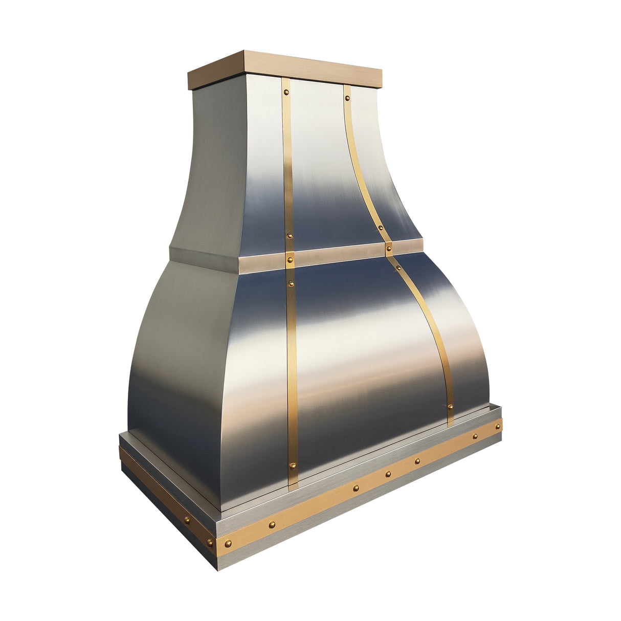 USA Bell Stainless Steel Range Hood with Brass Accents URHS-77-Custom Stainless Steel Range Hood > Luxury Kitchen Hood > High-End Metal Vent Hood-USA Range Hood