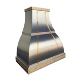 USA Bell Stainless Steel Range Hood with Brass Accents URHS-77-Custom Stainless Steel Range Hood > Luxury Kitchen Hood > High-End Metal Vent Hood-USA Range Hood
