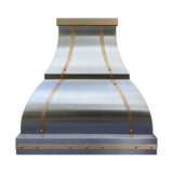 USA Bell Stainless Steel Range Hood with Brass Accents URHS-77-Custom Stainless Steel Range Hood > Luxury Kitchen Hood > High-End Metal Vent Hood-USA Range Hood