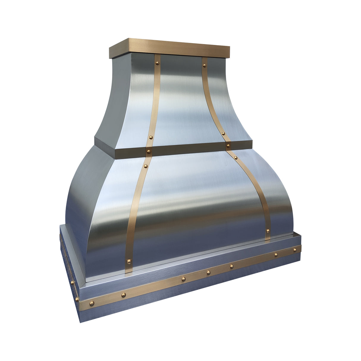 USA Bell Stainless Steel Range Hood with Brass Accents URHS-77-Custom Stainless Steel Range Hood > Luxury Kitchen Hood > High-End Metal Vent Hood-USA Range Hood